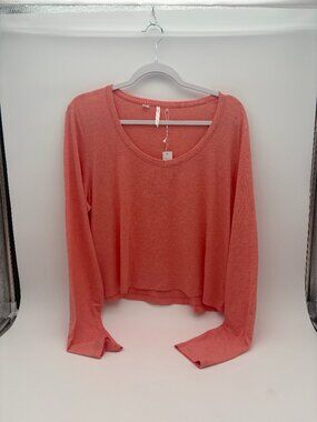 NWT Womens XL Travis Mathew Botanical Breeze Heather Shell Pink Long Sleeve Top